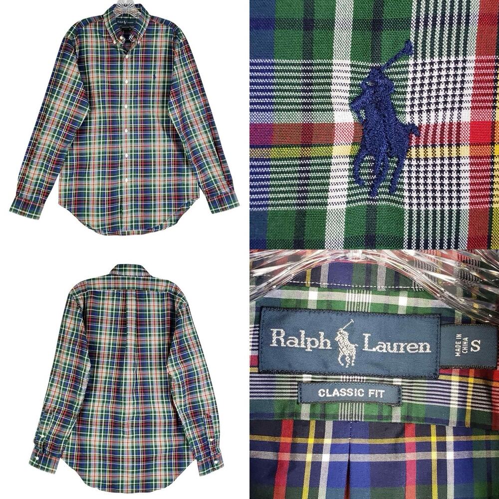 Polo Ralph Lauren Shirt Oxford Men's Small Multicolor Plaid LS Button Down